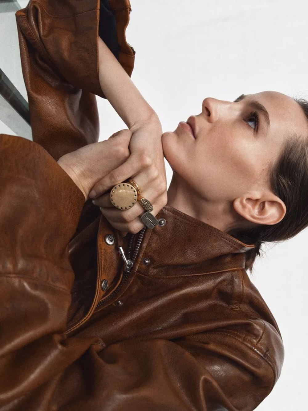 NWT 100% Leather Bomber Jacket ZW Collection Limited Edition Brown MSRP $419 - Picture 4 of 11